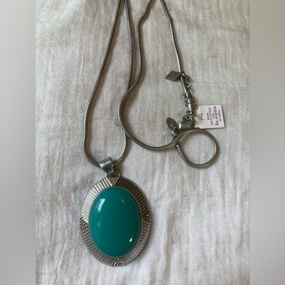 Lia Sophia Large Faux Turquoise Pendant Necklace New‎ w/ Tags - Picture 1 of 10
